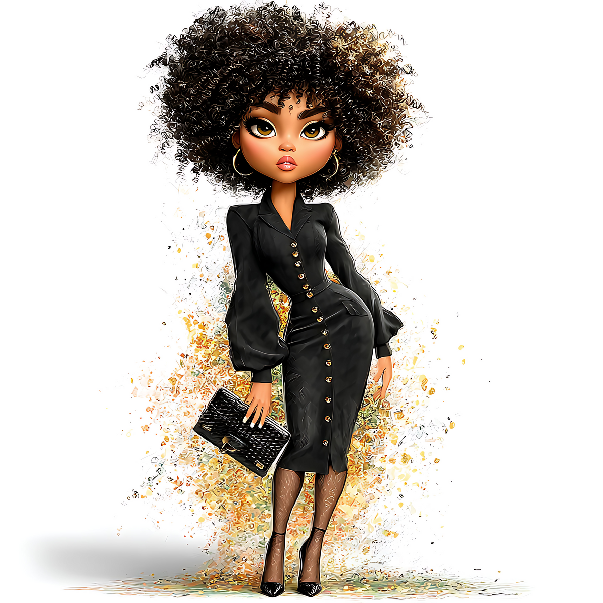 Quirky Professional Black Woman 16 UV-DTF Transfer/Sticker