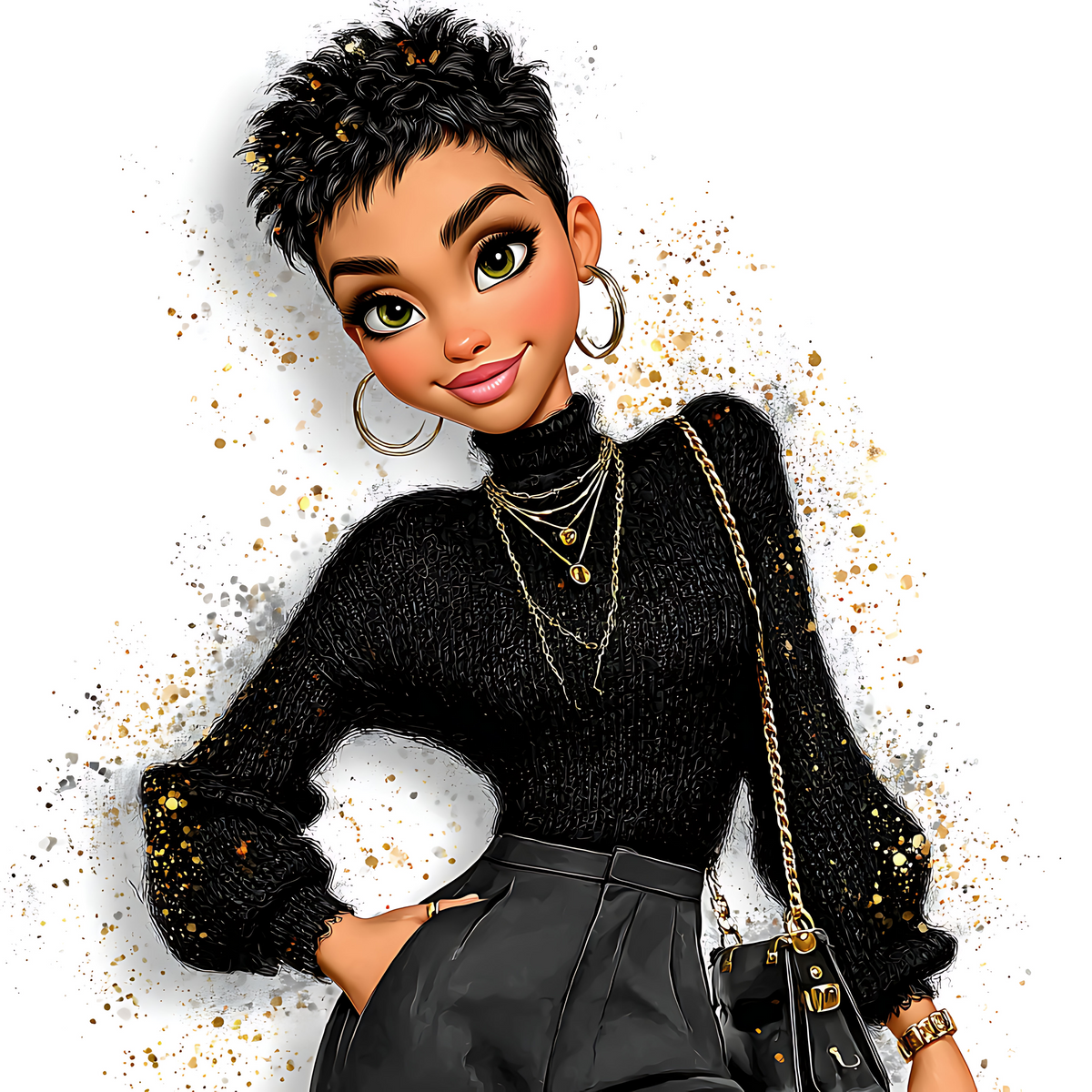 Quirky Professional Black Woman 5 UV-DTF Transfer/Sticker