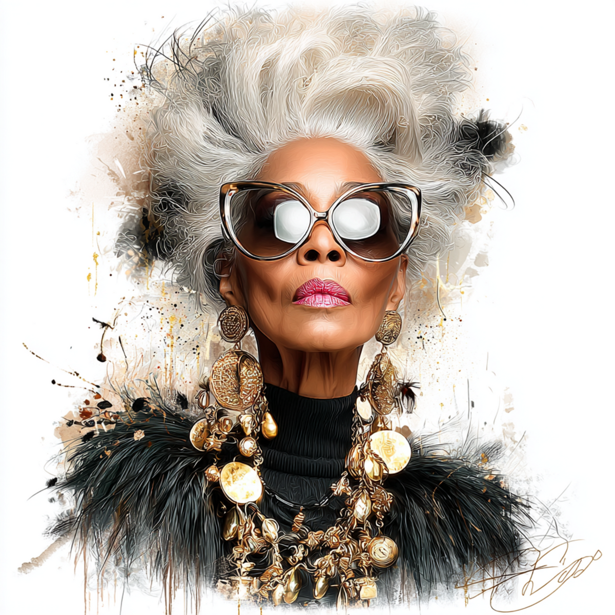 Stylish elder woman 11 with white background UV-DTF/DTF Transfer