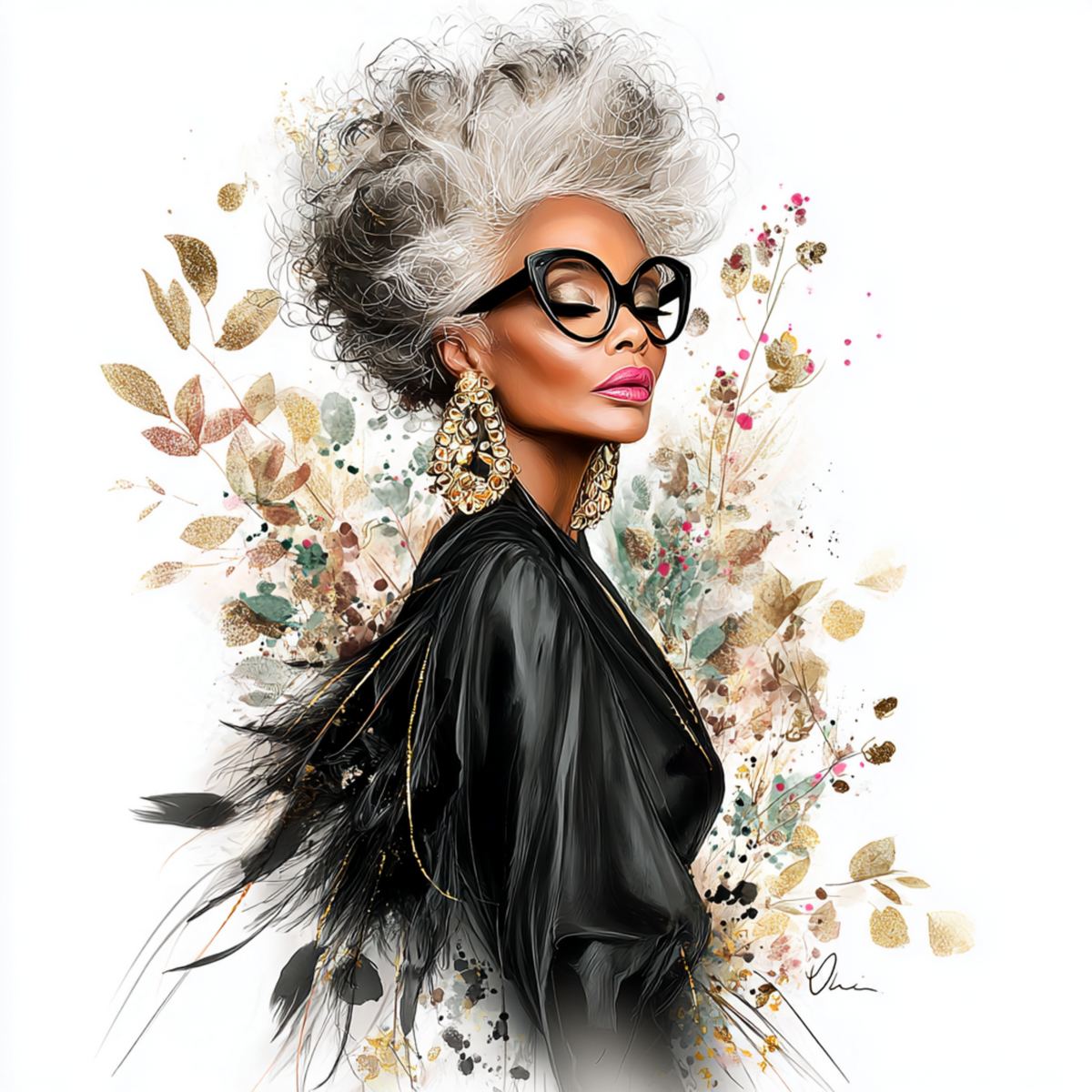 Stylish elder woman 12 with white background UV-DTF/DTF Transfer