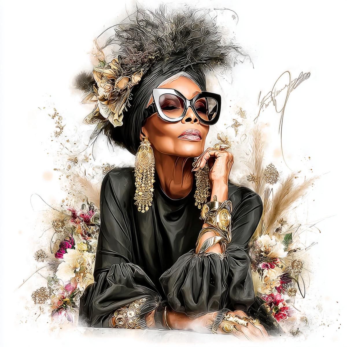 Stylish elder woman 14 with white background UV-DTF/DTF Transfer
