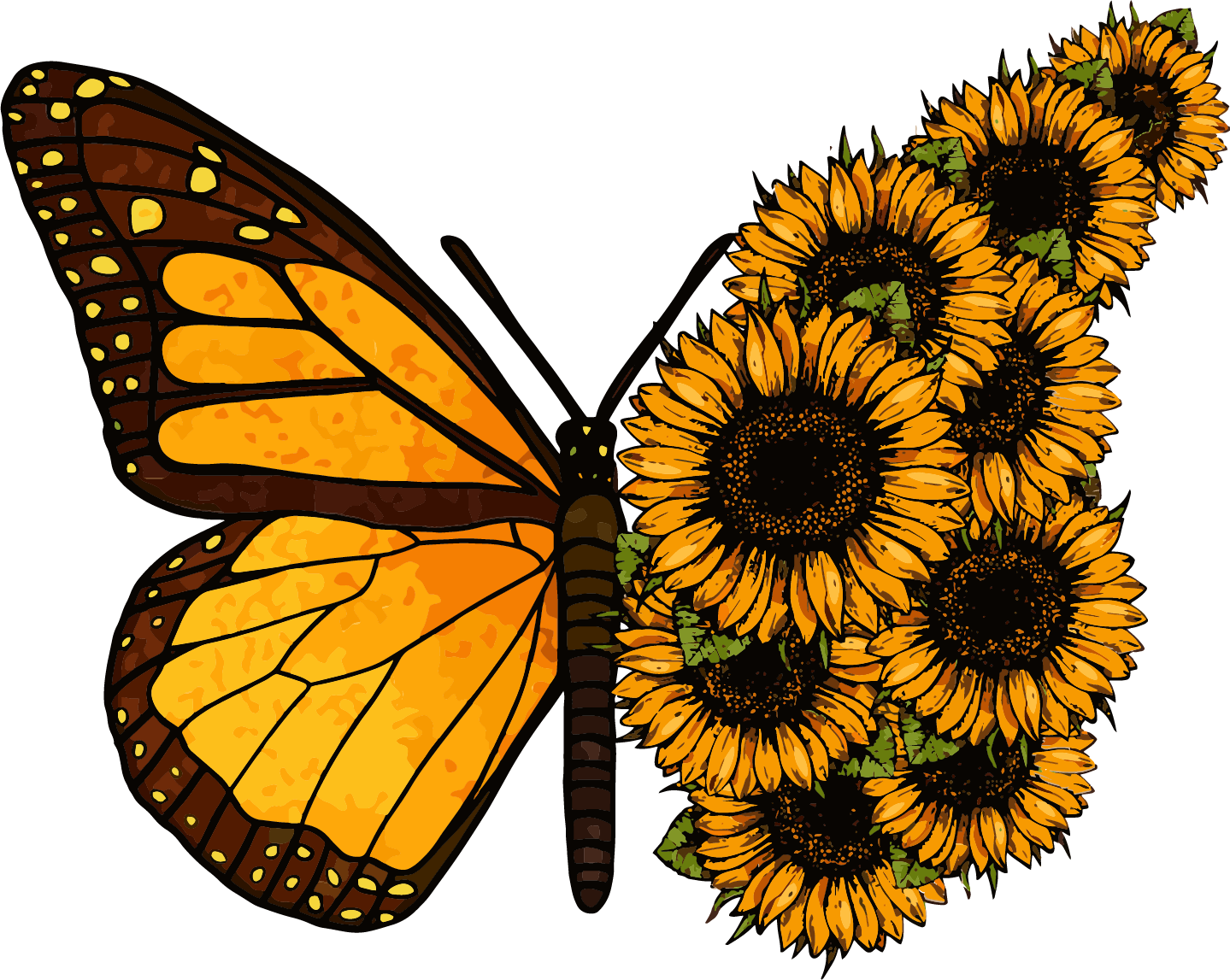Beautiful Butterfly with Sunflowers