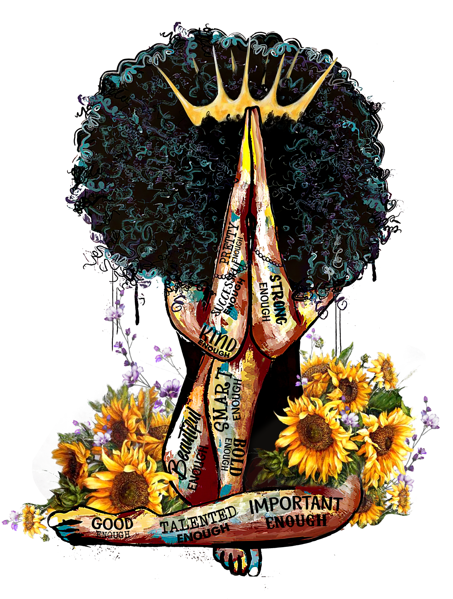 Afro Women w/ Butterfly & Sunflowers