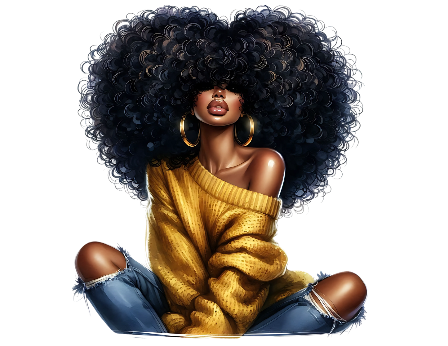 Sophisticated Afro Girl 1 - UV-DTF Sticker/Decal