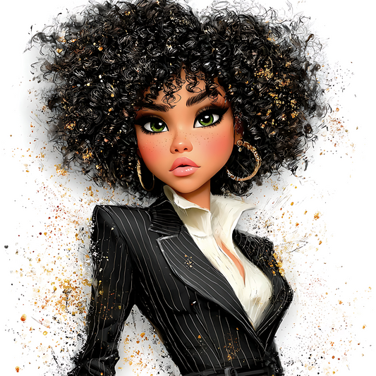 Quirky Professional Black Woman  11 UV-DTF Transfer/Sticker