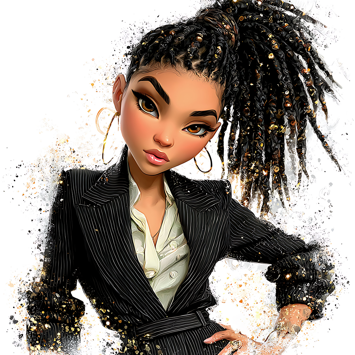 Quirky Professional Black Woman  15 UV-DTF Transfer/Sticker