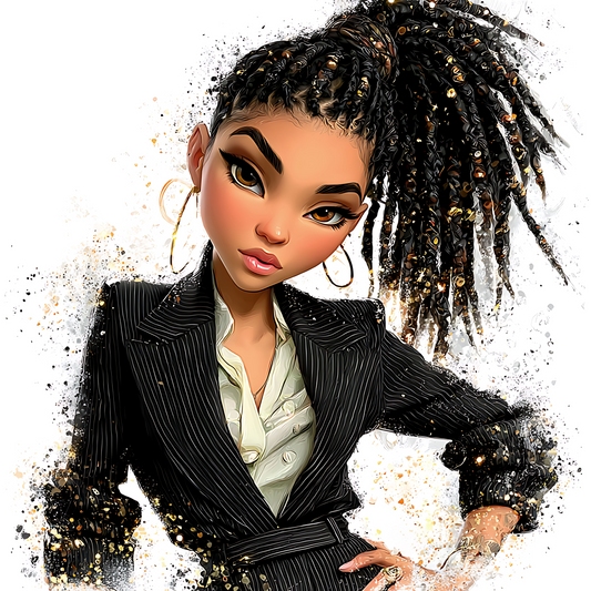 Quirky Professional Black Woman  15 UV-DTF Transfer/Sticker