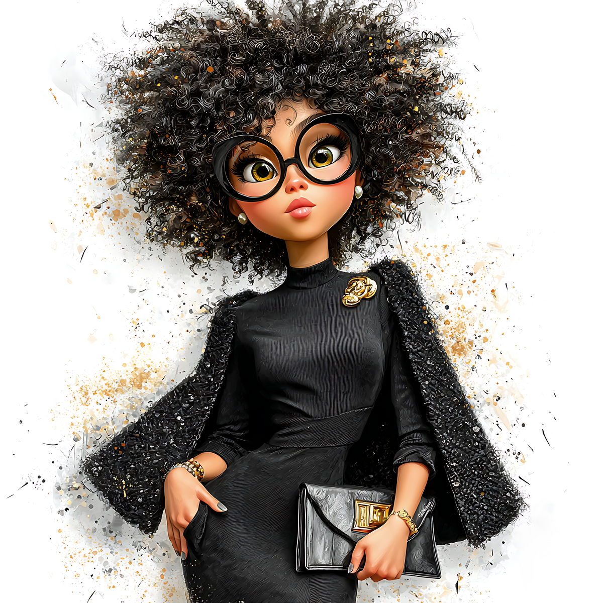 Quirky Professional Black Woman  1 UV-DTF Transfer/Sticker