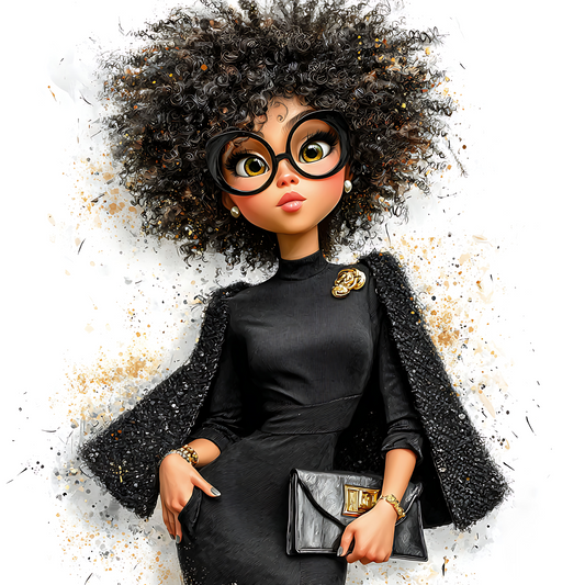 Quirky Professional Black Woman  1 UV-DTF Transfer/Sticker