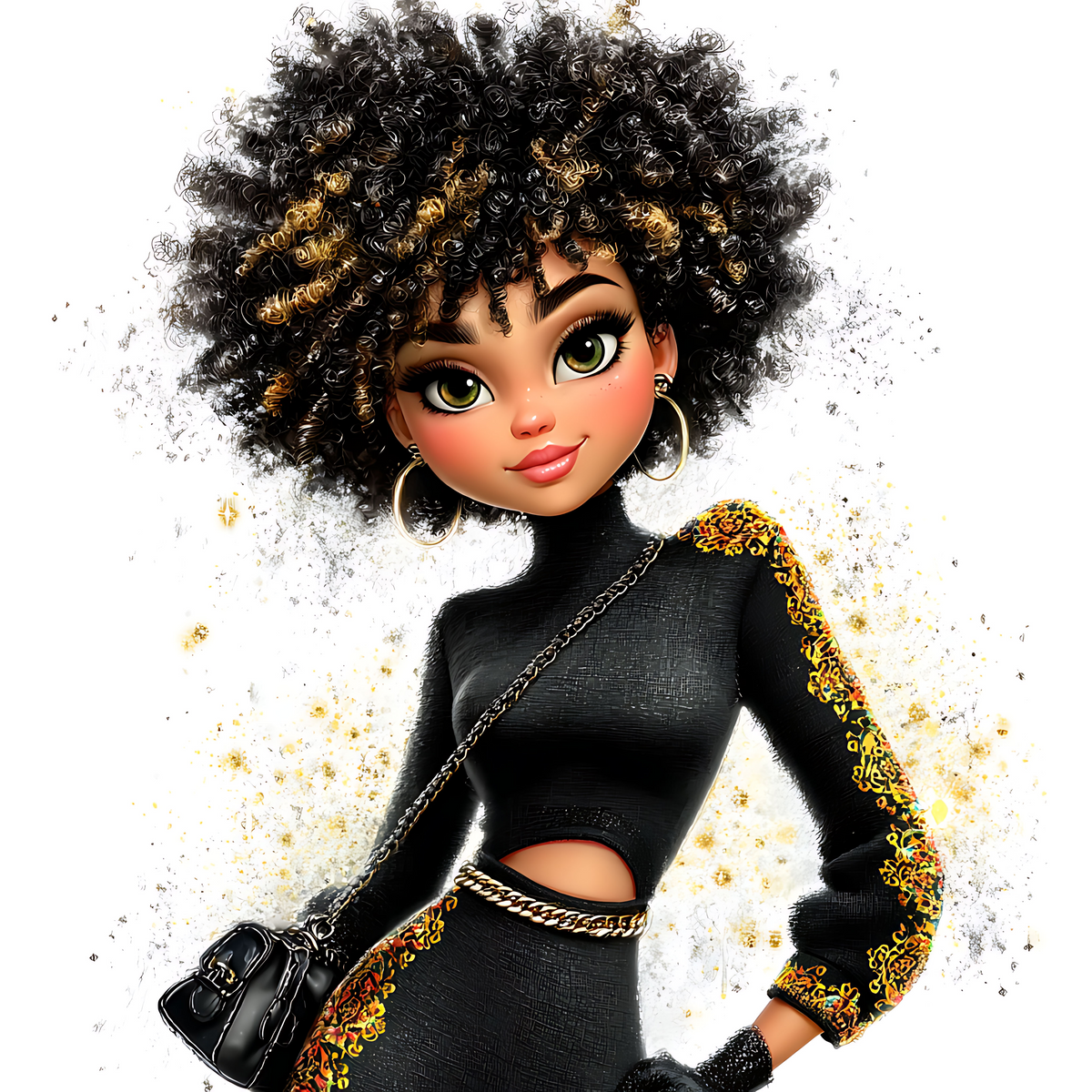 Quirky Professional Black Woman  20 UV-DTF Transfer/Sticker