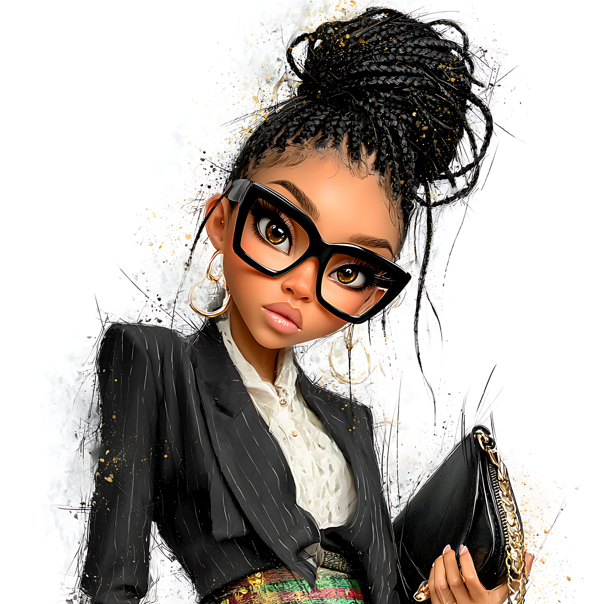 Quirky Professional Black Woman  23 UV-DTF Transfer/Sticker
