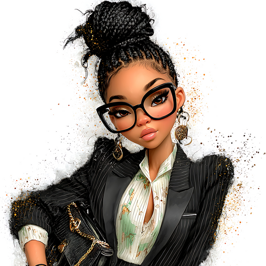 Quirky Professional Black Woman  24 UV-DTF Transfer/Sticker