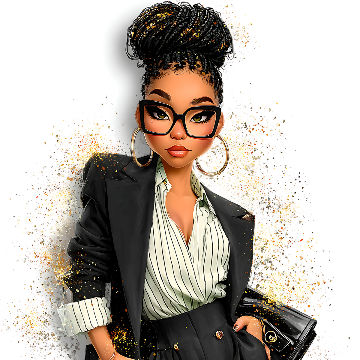 Quirky Professional Black Woman  25 UV-DTF Transfer/Sticker