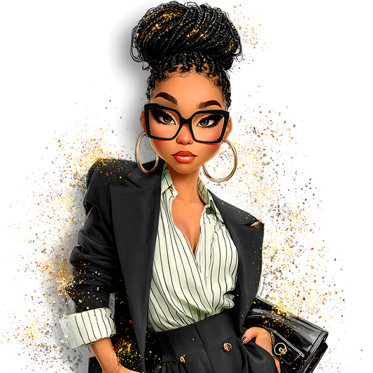 Quirky Professional Black Woman  25 UV-DTF Transfer/Sticker