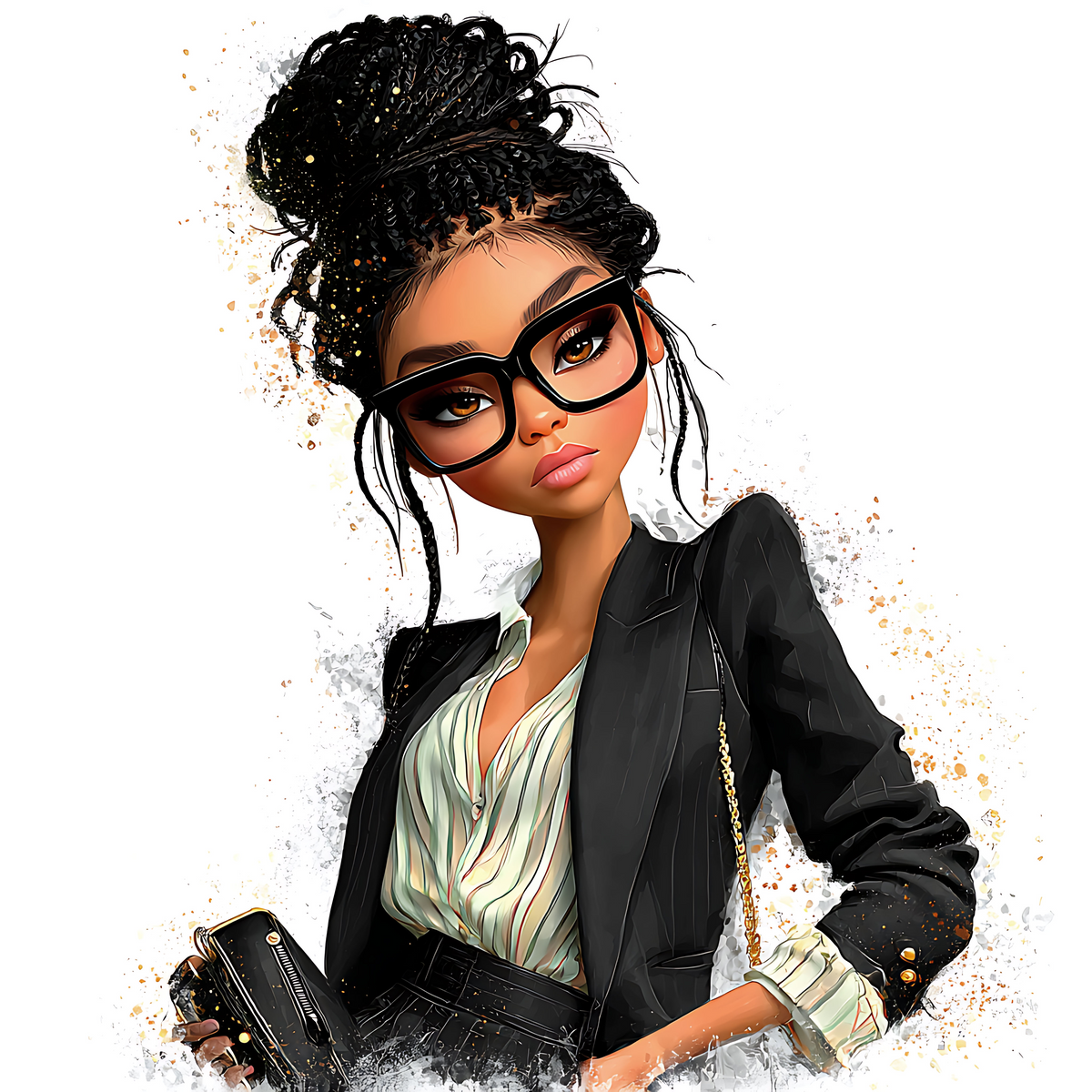 Quirky Professional Black Woman  26 UV-DTF Transfer/Sticker