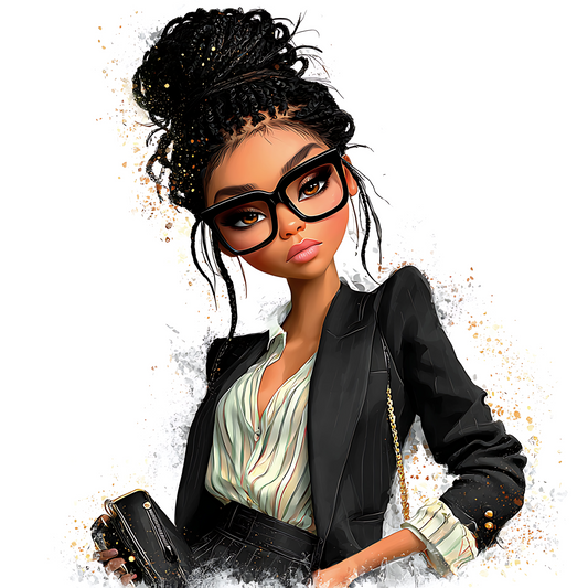 Quirky Professional Black Woman  26 UV-DTF Transfer/Sticker