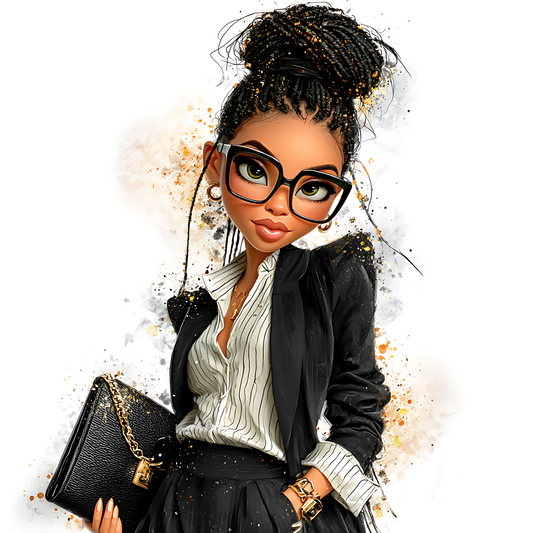 Quirky Professional Black Woman  27 UV-DTF Transfer/Sticker