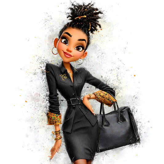 Quirky Professional Black Woman  28 UV-DTF Transfer/Sticker