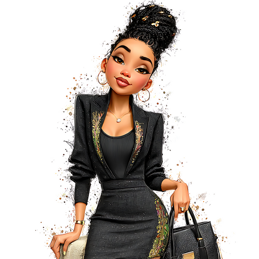 Quirky Professional Black Woman  29 UV-DTF Transfer/Sticker