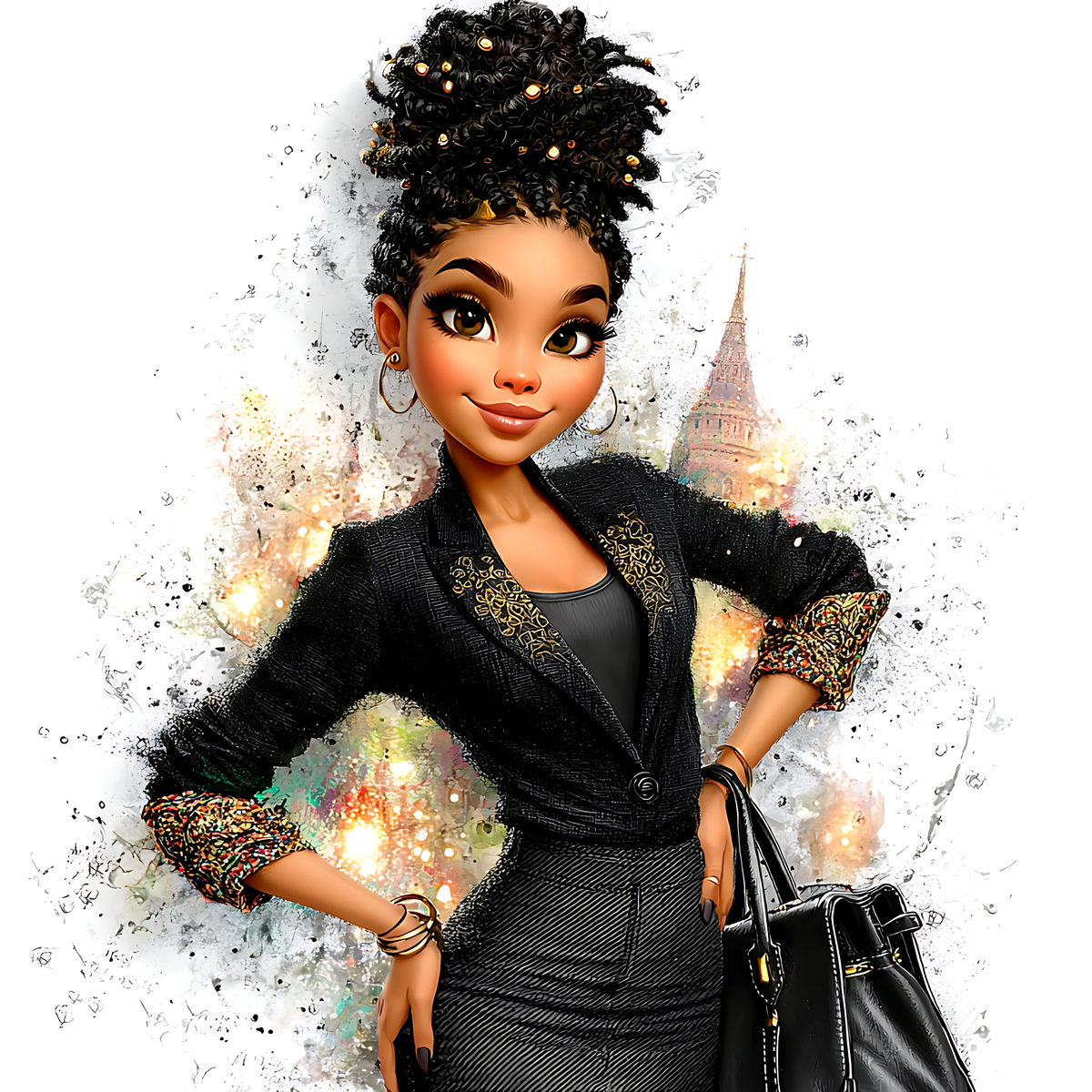 Quirky Professional Black Woman  30 UV-DTF Transfer/Sticker