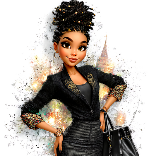 Quirky Professional Black Woman  30 UV-DTF Transfer/Sticker