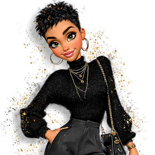 Quirky Professional Black Woman  5 UV-DTF Transfer/Sticker