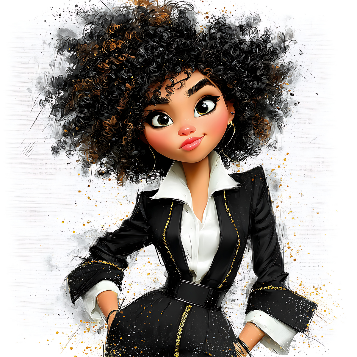 Quirky Professional Black Woman  6 UV-DTF Transfer/Sticker