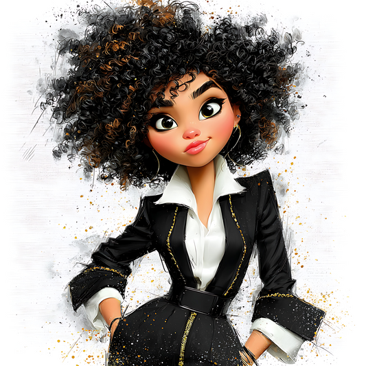 Quirky Professional Black Woman  6 UV-DTF Transfer/Sticker