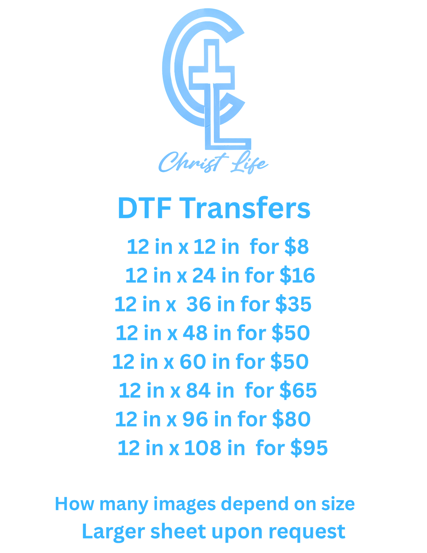 DTF TRANSFER (individual or by inches)