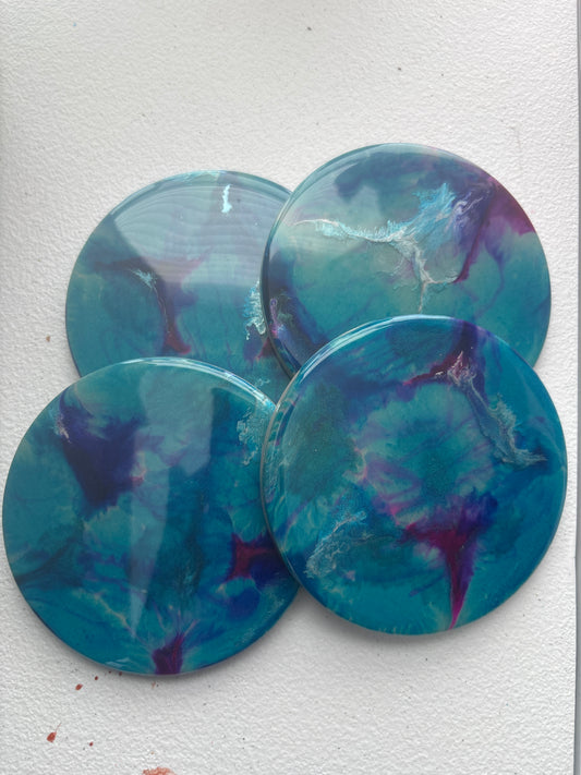 Turquoise:purple Coaster Set