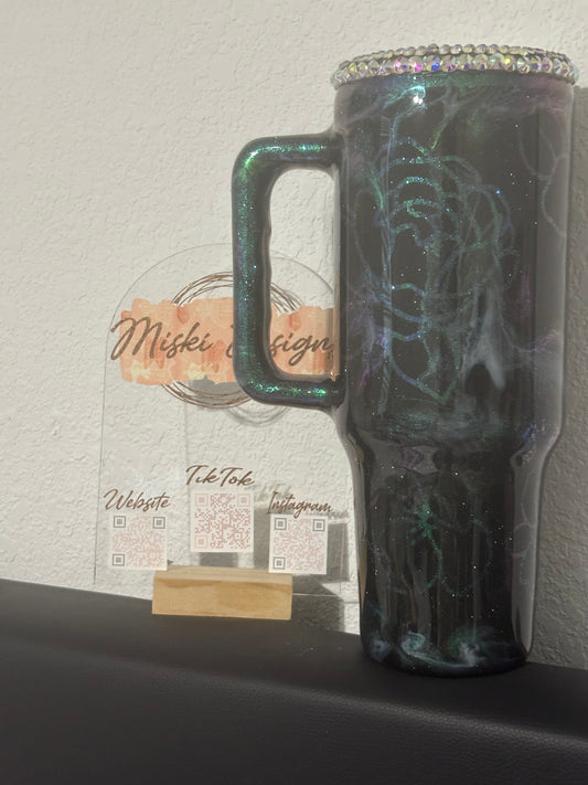 Flower 40 Oz Tumbler w/ Bling Top