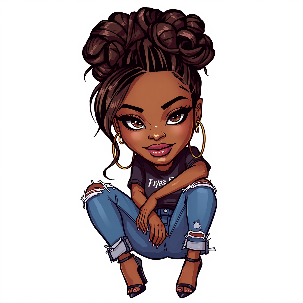 Miski Dolls Design (messy bun 2)  UV-DTF Sticker/decal