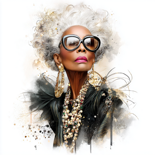 Stylish elder woman 10 with white background UV-DTF/DTF Transfer