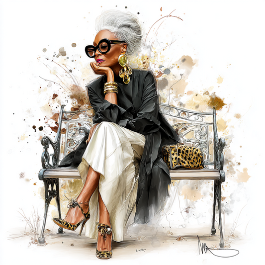 Stylish elder woman 15 with white background UV-DTF/DTF Transfer