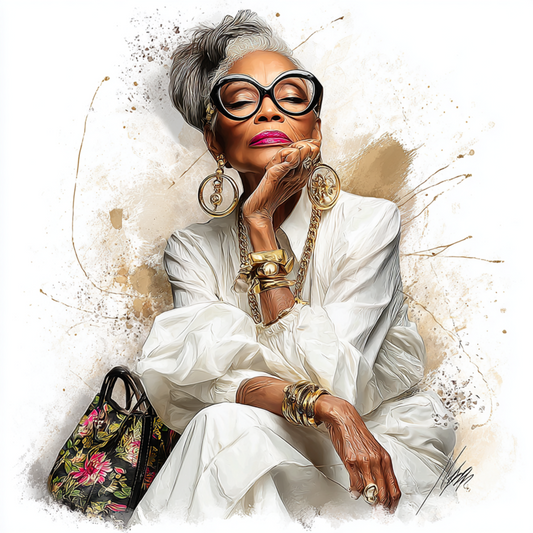 Stylish elder woman 18 with white background UV-DTF/DTF Transfer