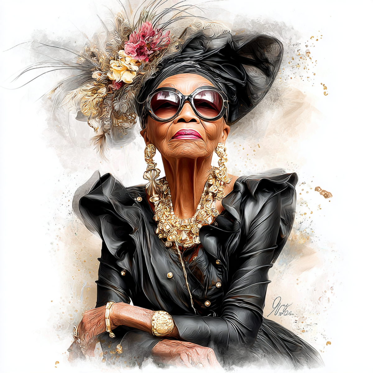 Stylish elder woman 19 with white background UV-DTF/DTF Transfer