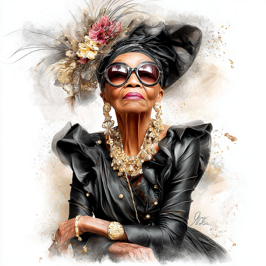 Stylish elder woman 19 with white background UV-DTF/DTF Transfer
