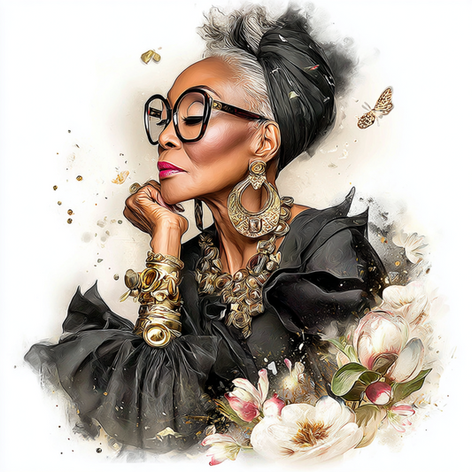 Stylish elder woman 2 with white background UV-DTF/DTF Transfer
