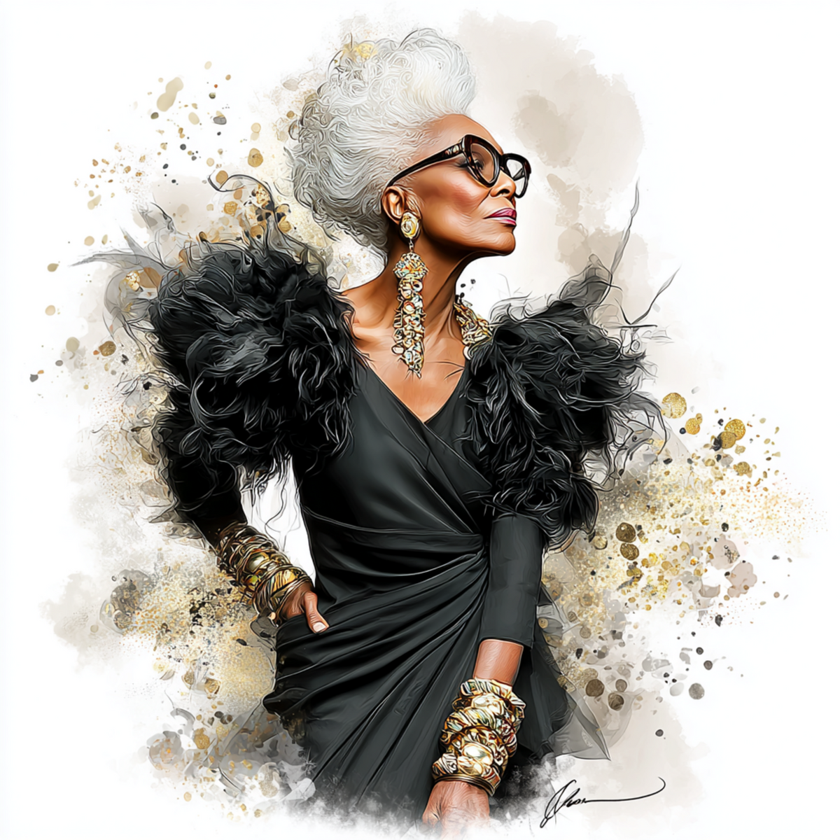 Stylish elder woman 21 with white background UV-DTF/DTF Transfer