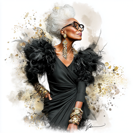 Stylish elder woman 21 with white background UV-DTF/DTF Transfer