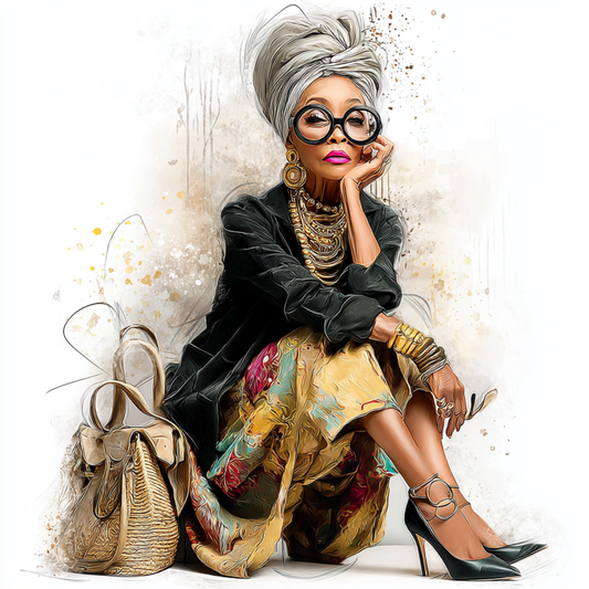 Stylish elder woman 22 with white background UV-DTF/DTF Transfer