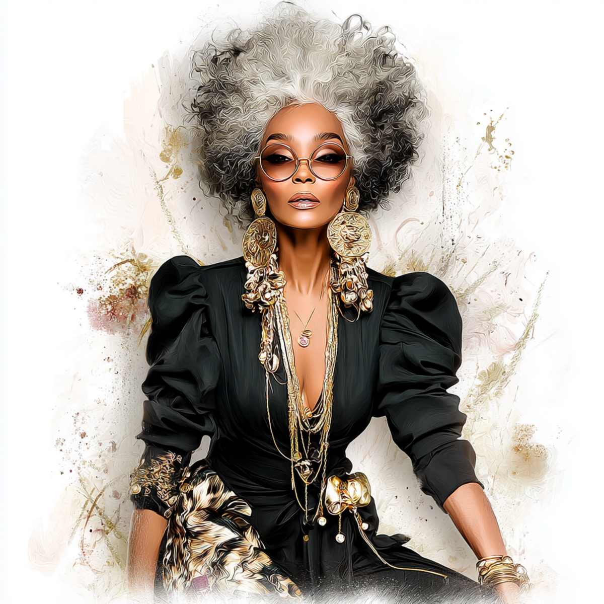 Stylish elder woman 23 with white background UV-DTF/DTF Transfer