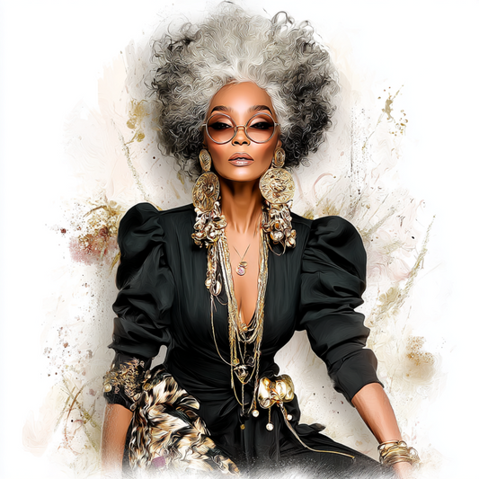 Stylish elder woman 23 with white background UV-DTF/DTF Transfer