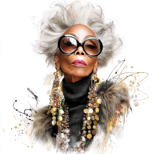 Stylish elder woman 4 with white background UV-DTF/DTF Transfer
