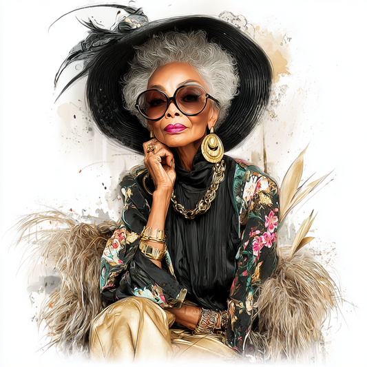 Stylish elder woman 5 with white background UV-DTF/DTF Transfer