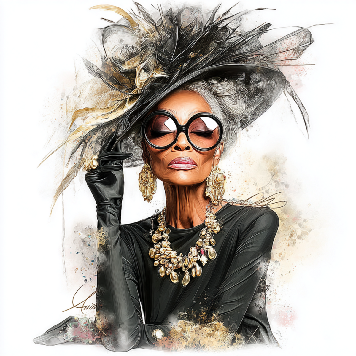 Stylish elder woman 6 with white background UV-DTF/DTF Transfer