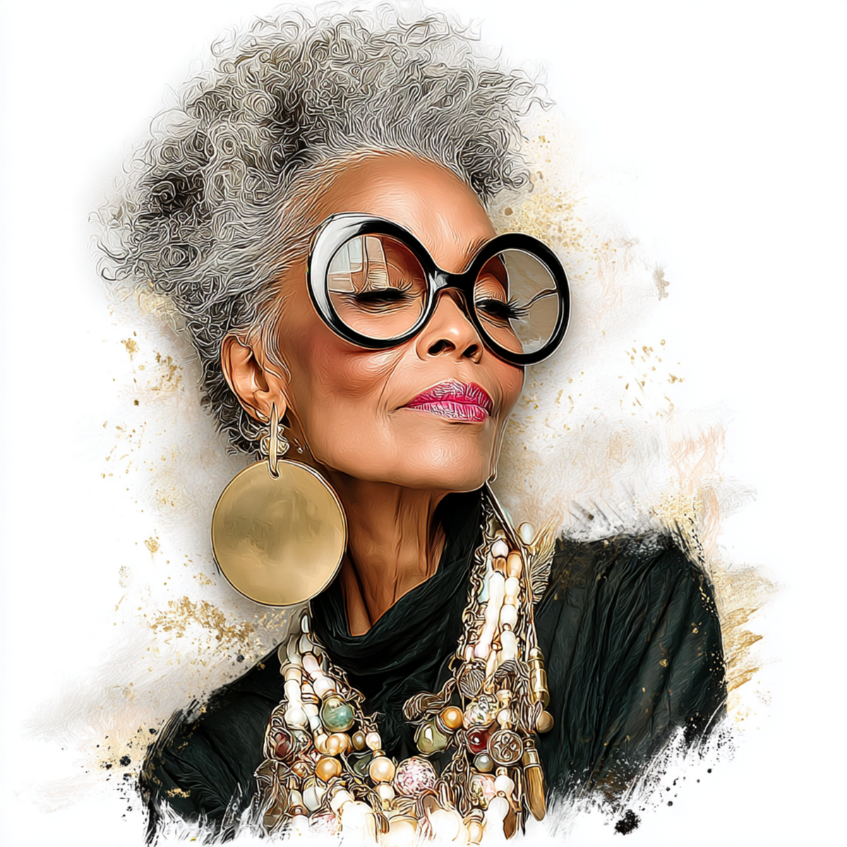 Stylish elder woman 7 with white background UV-DTF/DTF Transfer