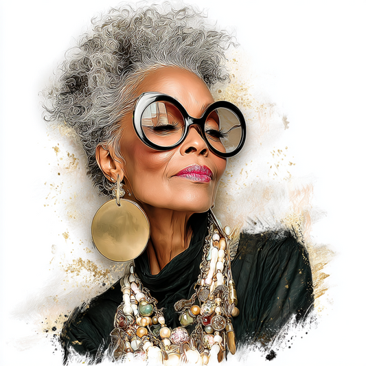 Stylish elder woman 7 with white background UV-DTF/DTF Transfer