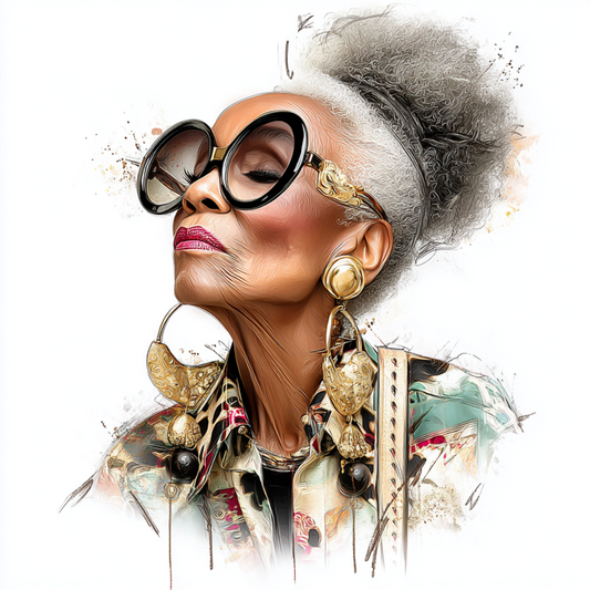 Stylish elder woman 8 with white background UV-DTF/DTF Transfer