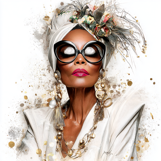 Stylish elder woman 9 with white background UV-DTF/DTF Transfer